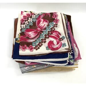 Set Of 47 Vintage Napkins Handkerchiefs Mostly Cotton Floral Some Minor Flaws